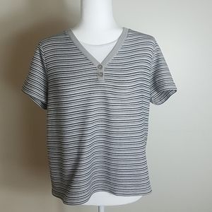 Speculation black, tan and white striped t-shirt